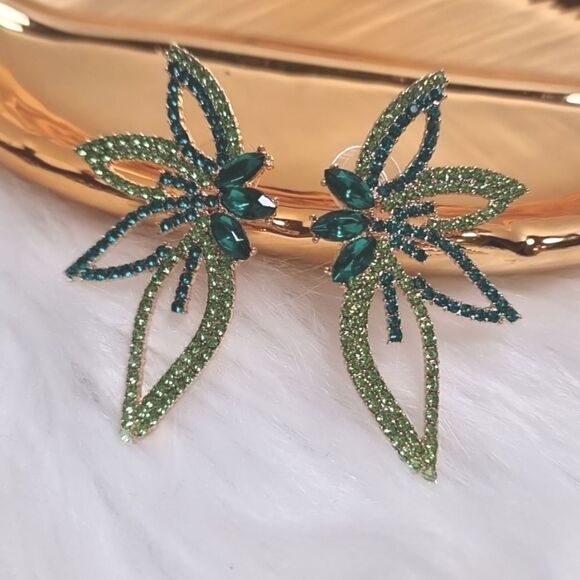 Anthropologie Jewelry - New ANTHROPOLOGIE GREEN rhinestone  stud earrings